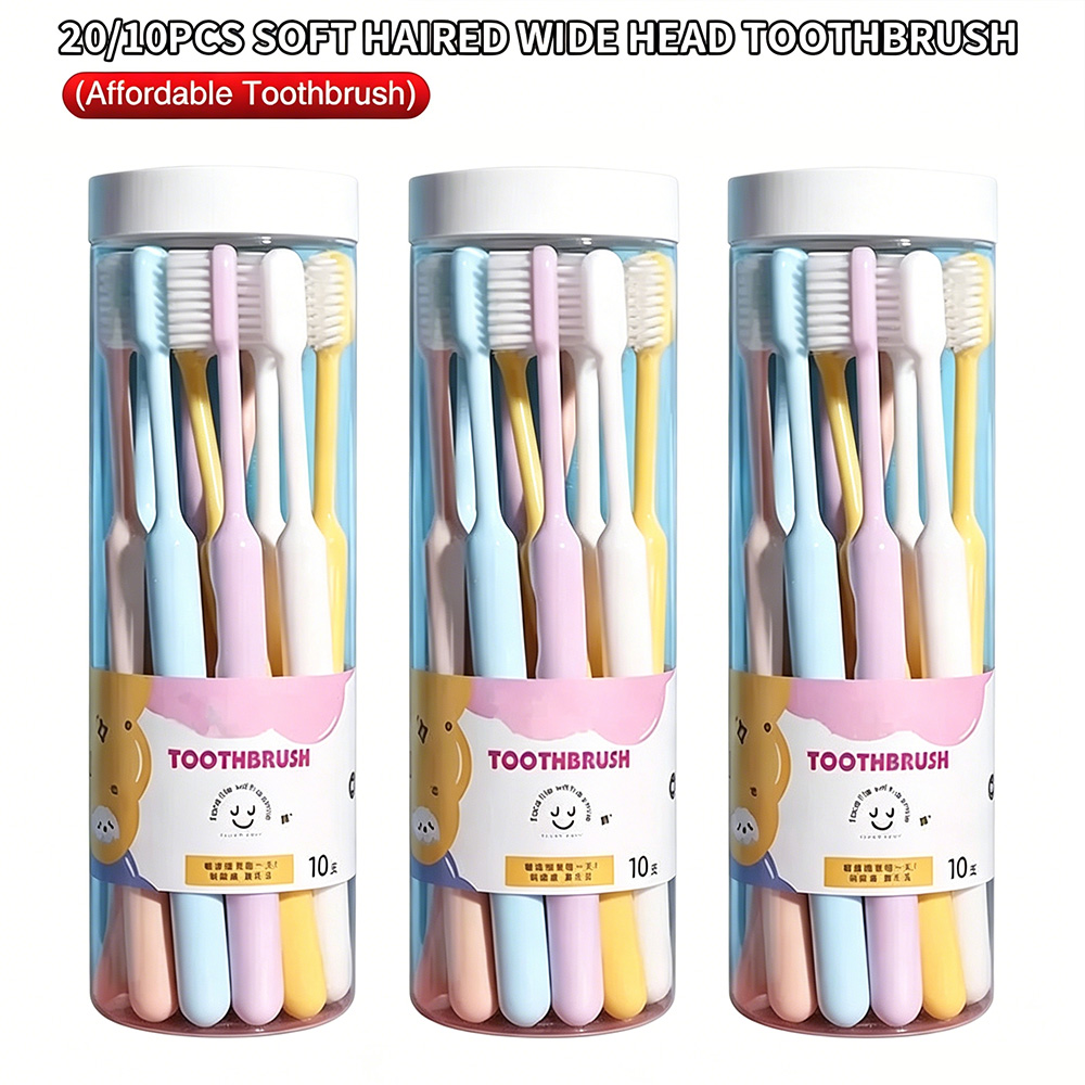 Bamboo Toothbrush - Großpackung Zahnbürsten mit Weichen Borsten, 10/20